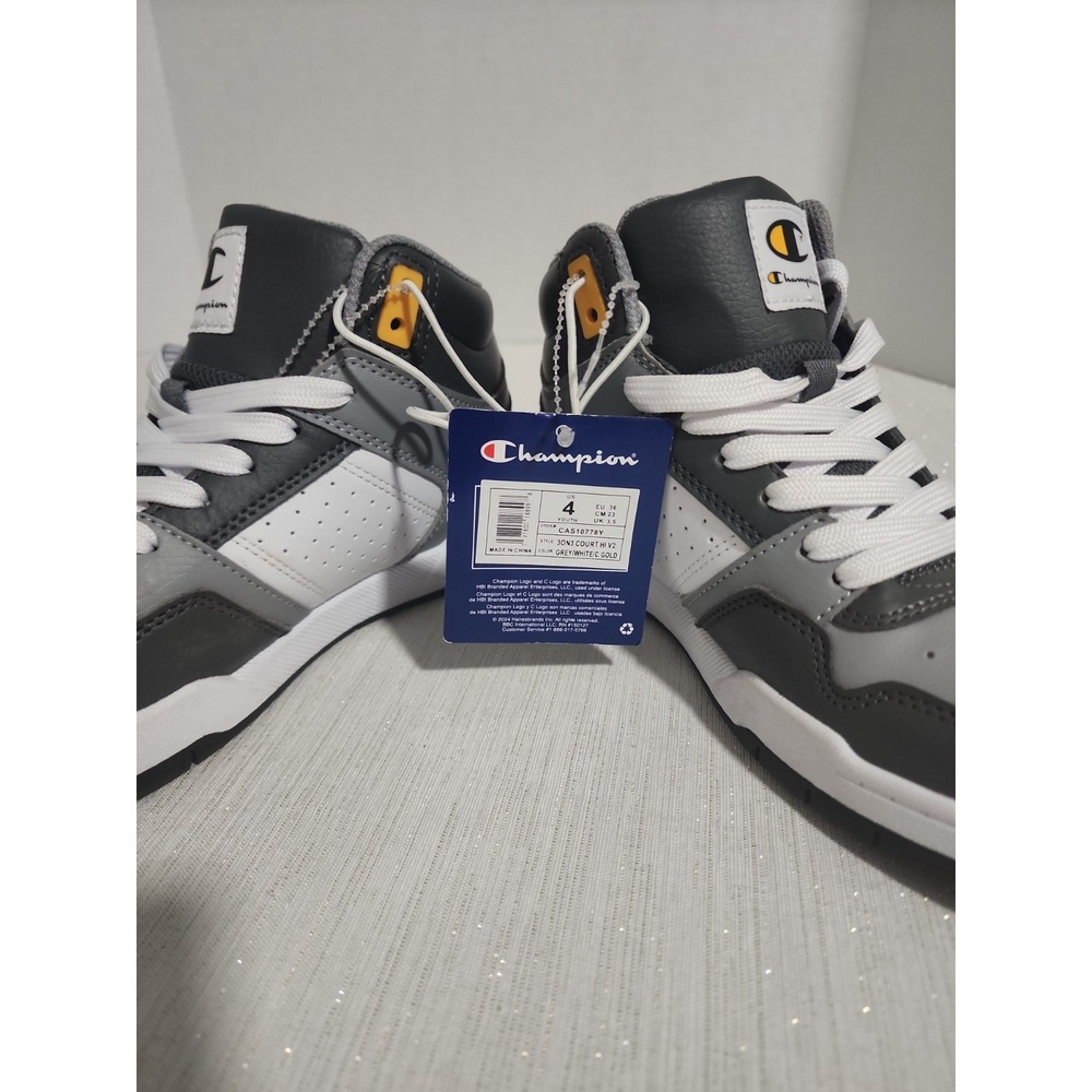 Champion 3ON3 Court High V2 Sneakers Youth Size 4 In Black Gray and Gold - Picture 3 of 5